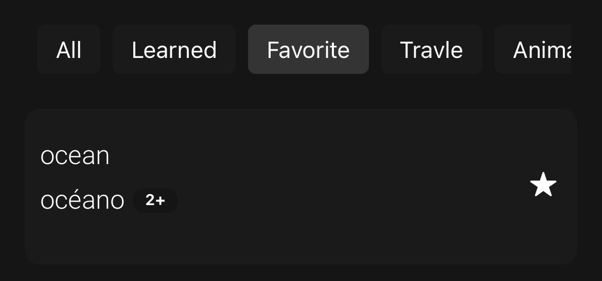 Marking Words as Favorite